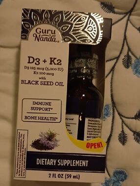 D3 + K2 Liquid Supplement with Black Seed Oil - White/Gold Packaging